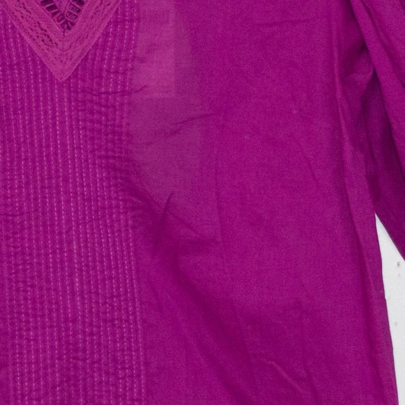 Farm Rio Purple Puff Sleeve Blouse Embroidered Lace Bib - Picture 5 of 13